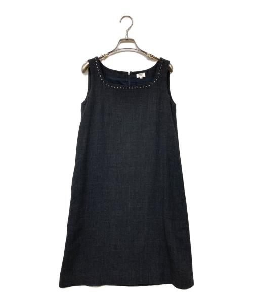 FOXEY BOUTIQUE（フォクシー ブティック）FOXEY BOUTIQUE (フォクシー ブティック) ノースリーブスクエアネックワンピース ブラック サイズ:SIZE M (38)の古着・服飾アイテム