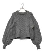 CLANEクラネ）の古着「CABLE PUFF KNIT TOPSケーブル・パフ・ニット・トップス」｜グレー