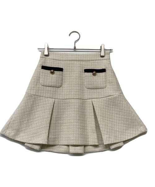Lily Brown（リリーブラウン）Lily Brown (リリーブラウン) ツイードタックミニスカート アイボリーの古着・服飾アイテム