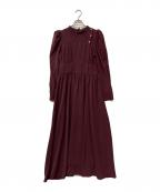 HER LIP TOハーリップトゥ）の古着「Modern Mademoiselle Back Ribbon Dress(モダン マドモアゼル バック リボン ドレス)」｜ワインレッド