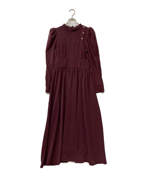 HER LIP TO（ハーリップトゥ）Her lip to (ハーリップトゥ) Modern Mademoiselle Back Ribbon Dress(モダン マドモアゼル バック リボン ドレス) ワインレッド サイズ:Mの古着・服飾アイテム