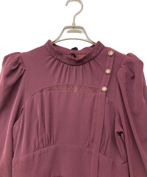 HER LIP TO（ハーリップトゥ）Her lip to (ハーリップトゥ) Modern Mademoiselle Back Ribbon Dress(モダン マドモアゼル バック リボン ドレス) ワインレッド サイズ:Mの古着・服飾アイテム