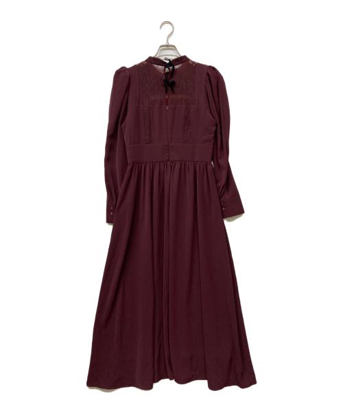 HER LIP TO（ハーリップトゥ）Her lip to (ハーリップトゥ) Modern Mademoiselle Back Ribbon Dress(モダン マドモアゼル バック リボン ドレス) ワインレッド サイズ:Mの古着・服飾アイテム