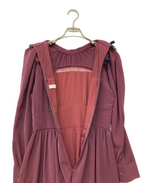 HER LIP TO（ハーリップトゥ）Her lip to (ハーリップトゥ) Modern Mademoiselle Back Ribbon Dress(モダン マドモアゼル バック リボン ドレス) ワインレッド サイズ:Mの古着・服飾アイテム