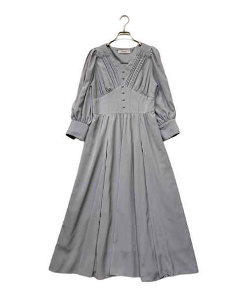 HER LIP TO（ハーリップトゥ）Her lip to (ハーリップトゥ) Lace Sleeve Crepe Long Dress(レース スリーブ クレープ ロング ドレス) ブルー サイズ:SIZEMの古着・服飾アイテム