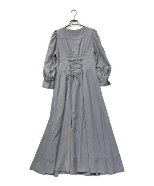 HER LIP TO（ハーリップトゥ）Her lip to (ハーリップトゥ) Lace Sleeve Crepe Long Dress(レース スリーブ クレープ ロング ドレス) ブルー サイズ:SIZEMの古着・服飾アイテム