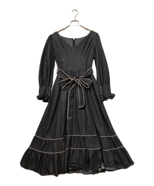 HER LIP TO（ハーリップトゥ）HER LIP TO (ハーリップトゥ) ステッチワンピース ブラック サイズ:Ｍの古着・服飾アイテム