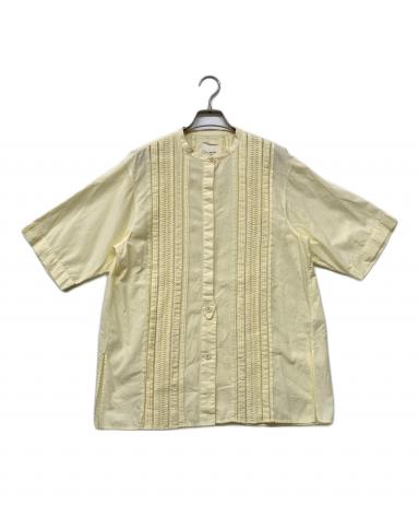 フィータ　バンドカラー半袖シャツ Trinity ピンタック　はしごレース 中古・古着通販】pheeta (フィータ) Trinity ピンタックバンドカラー