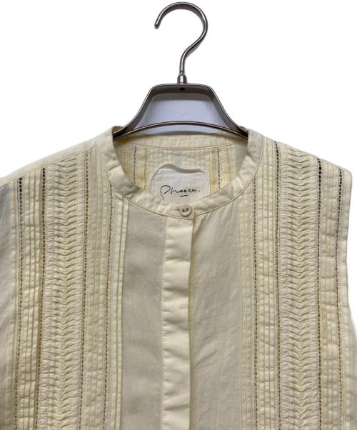 pheeta（フィータ）pheeta (フィータ) Trinity ピンタックバンドカラーシャツ イエロー サイズ:Freeの古着・服飾アイテム