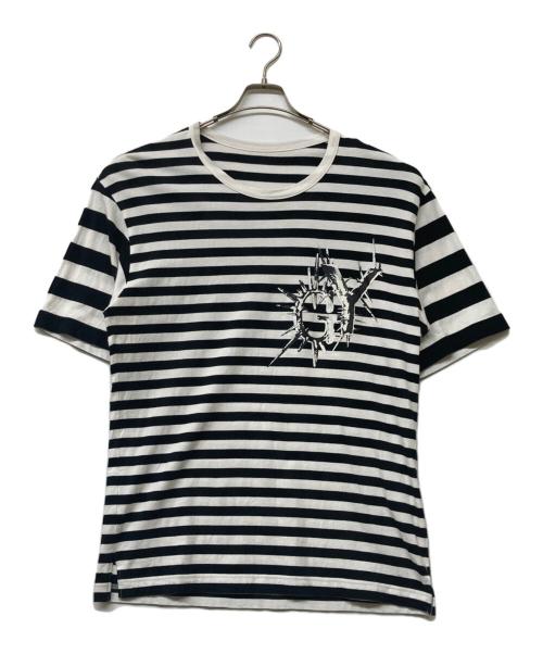 GROUND Y（グラウンドワイ）DIFFERENT LINES BORDER JERSEY GYLOGO TYPE-E GRAPHIC PRINT T-SHIRT/ディファレント ラインズ ボーダー ジャージー ジーワイ ロゴ タイプ イー グラフィック プリント ティーの古着・服飾アイテム