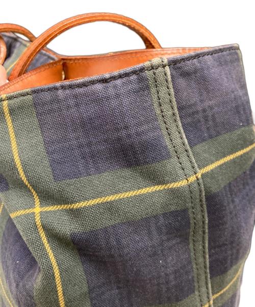 RALPH LAUREN（ラルフローレン）RALPH LAUREN (ラルフローレン) タータンチェックトートバッグ グリーンの古着・服飾アイテム