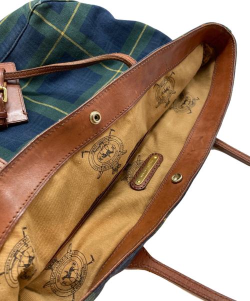 RALPH LAUREN（ラルフローレン）RALPH LAUREN (ラルフローレン) タータンチェックトートバッグ グリーンの古着・服飾アイテム