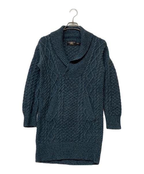 RRL（ダブルアールエル）RRL (ダブルアールエル) ショールカラーニットワンピース ブルー サイズ:1の古着・服飾アイテム