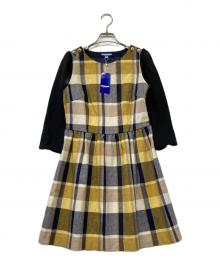 BLUE LABEL CRESTBRIDGE（ブルーレーベルクレストブリッジ）の古着「ウールブレンド切替チェックワンピース」｜イエロー×ブラック
