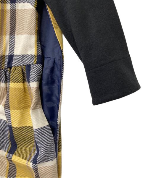 BLUE LABEL CRESTBRIDGE（ブルーレーベルクレストブリッジ）BLUE LABEL CRESTBRIDGE (ブルーレーベルクレストブリッジ) ウールブレンド切替チェックワンピース イエロー×ブラック サイズ:ｓｉｚｅＭの古着・服飾アイテム