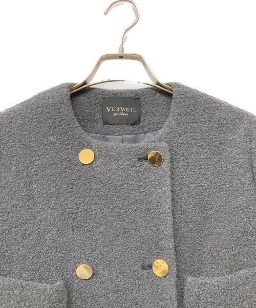 VERMEIL par iena（ヴェルメイユ パー イエナ）VERMEIL par iena (ヴェルメイユ パー イエナ) リングツイード 金ボタンコート グレー サイズ:ｓｉｚｅＳの古着・服飾アイテム