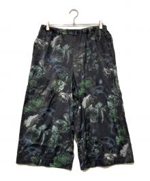 LAD MUSICIAN（ラッドミュージシャン）の古着「20AW WIDE PANTS FLOWER SKULL(20AW フラワースカル ワイドパンツ)」｜ブラック
