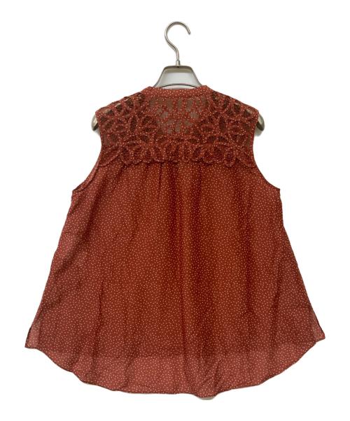 ANAYI（アナイ）ANAYI (アナイ) テラコッタドット柄ノースリーブブラウス エンジ サイズ:38の古着・服飾アイテム