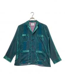 TUITACI（ツイタチ）の古着「24AW CHAMBRAY VELVET SLEEPING SHIRTS(24AW シャンブレー ベルベット スリーピング シャツ)」｜ダークグリーン