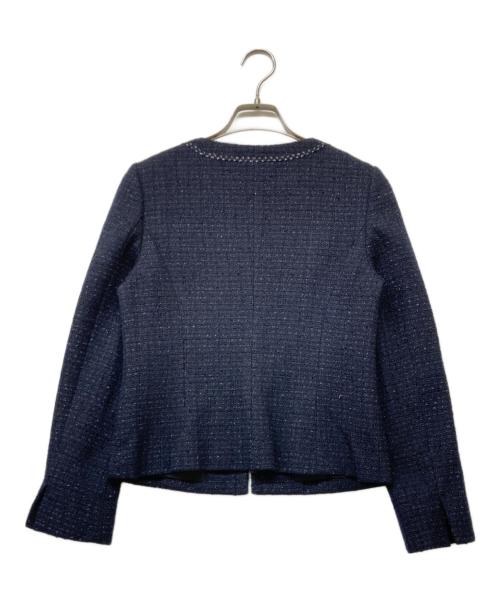 INDIVI（インディヴィ）INDIVI (インディヴィ) ネオブライトツイードジャケット ネイビー サイズ:size36の古着・服飾アイテム