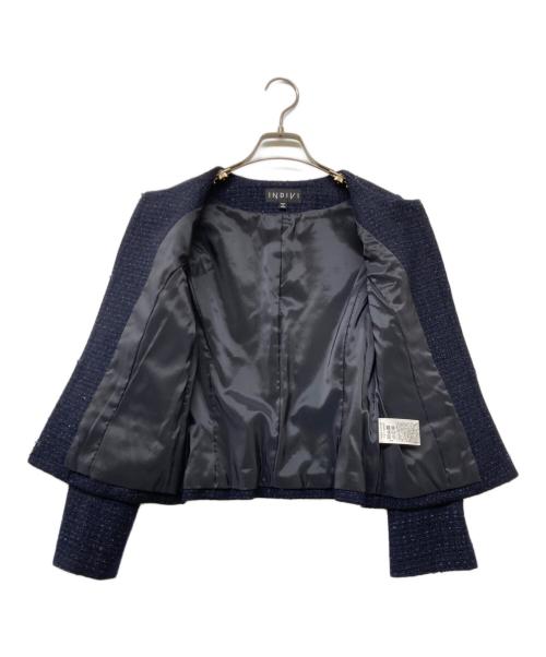 INDIVI（インディヴィ）INDIVI (インディヴィ) ネオブライトツイードジャケット ネイビー サイズ:size36の古着・服飾アイテム