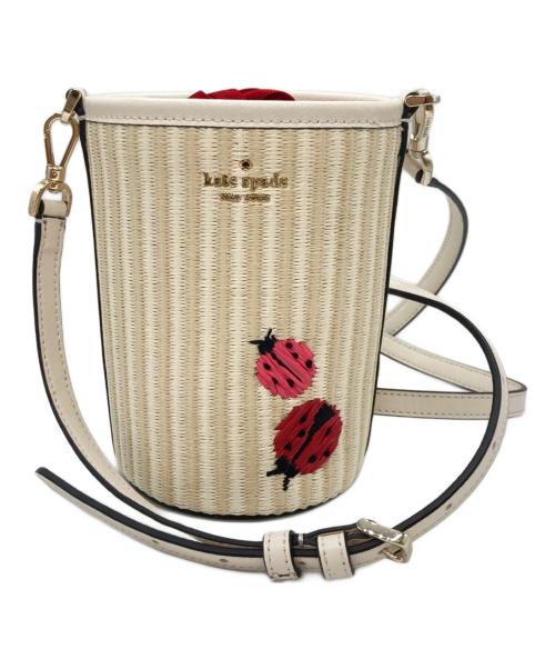Kate Spade（ケイトスペード）Kate Spade (ケイトスペード) ドッティ エンブロイダード ストロー シリンダー クロスボディ アイボリー サイズ:ーの古着・服飾アイテム