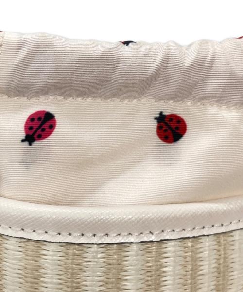 Kate Spade（ケイトスペード）Kate Spade (ケイトスペード) ドッティ エンブロイダード ストロー シリンダー クロスボディ アイボリー サイズ:ーの古着・服飾アイテム