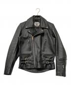 63 leathersロクサン レザーズ）の古着「レザーダブルライダースジャケット」｜ブラック
