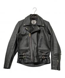 63 leathers（ロクサン レザーズ）の古着「レザーダブルライダースジャケット」｜ブラック
