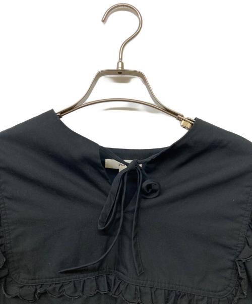 YORI（ヨリ）yori (ヨリ) スカラップコットンリネンブラウス ブラック サイズ:Mの古着・服飾アイテム
