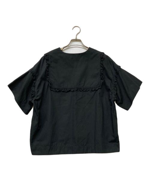 YORI（ヨリ）yori (ヨリ) スカラップコットンリネンブラウス ブラック サイズ:Mの古着・服飾アイテム
