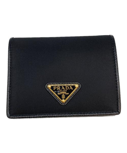 PRADA（プラダ）PRADA (プラダ) サフィアーノ トライアングル2つ折り財布 ブラックの古着・服飾アイテム