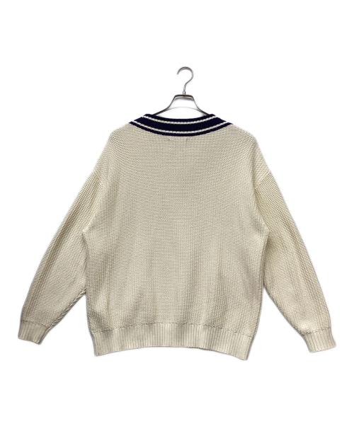 son of the cheese（（サノバチーズ））son of the cheese (（サノバチーズ）) チルデンセーター / ASYMMETRY V KNIT ホワイト サイズ:SIZELの古着・服飾アイテム