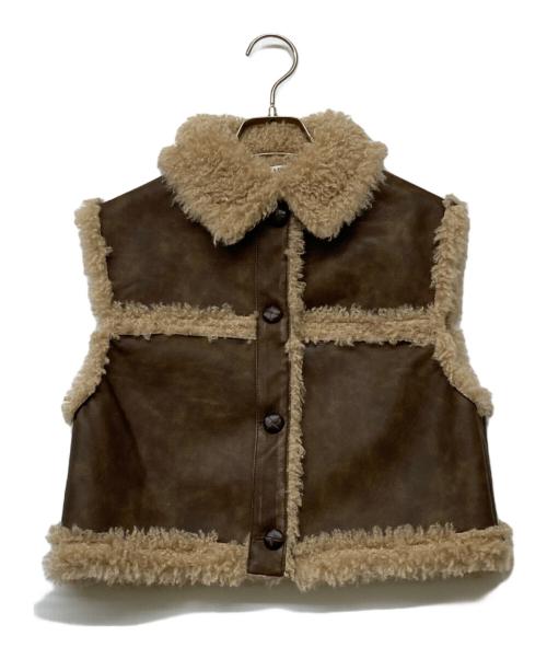 VEQUM（ベクム）VEQUM (ベクム) フェイクレザー ボアジャケット ブラウン サイズ:-の古着・服飾アイテム