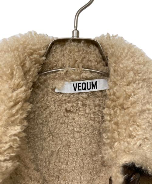 VEQUM（ベクム）VEQUM (ベクム) フェイクレザー ボアジャケット ブラウン サイズ:-の古着・服飾アイテム