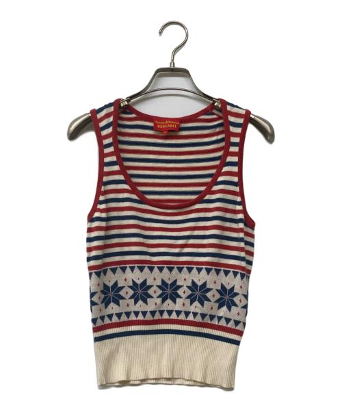 Vivienne Westwood RED LABEL（ヴィヴィアンウエストウッドレッドレーベル）Vivienne Westwood RED LABEL (ヴィヴィアンウエストウッドレッドレーベル) ノースリーブニット レッド サイズ:2の古着・服飾アイテム