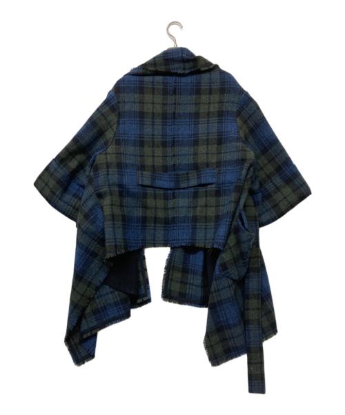 furfur（ファーファー）furfur (ファーファー) ウールチェックドルマンコート ブルー×グリーン サイズ:なしの古着・服飾アイテム