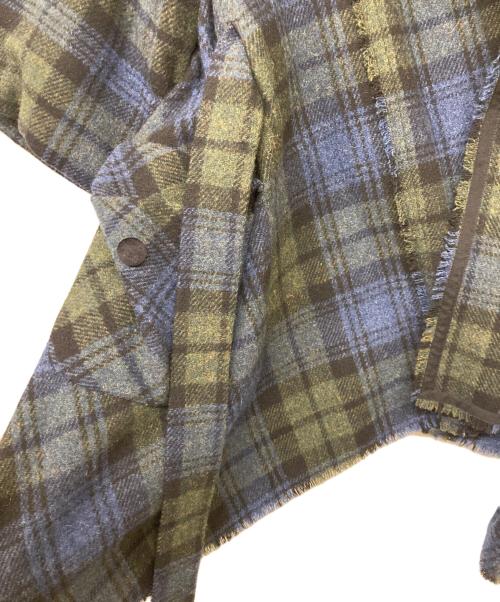 furfur（ファーファー）furfur (ファーファー) ウールチェックドルマンコート ブルー×グリーン サイズ:なしの古着・服飾アイテム