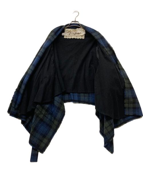 furfur（ファーファー）furfur (ファーファー) ウールチェックドルマンコート ブルー×グリーン サイズ:なしの古着・服飾アイテム