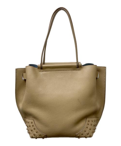 TOD'S（トッズ）TOD'S (トッズ) ウェーブレザートートバッグ ベージュの古着・服飾アイテム