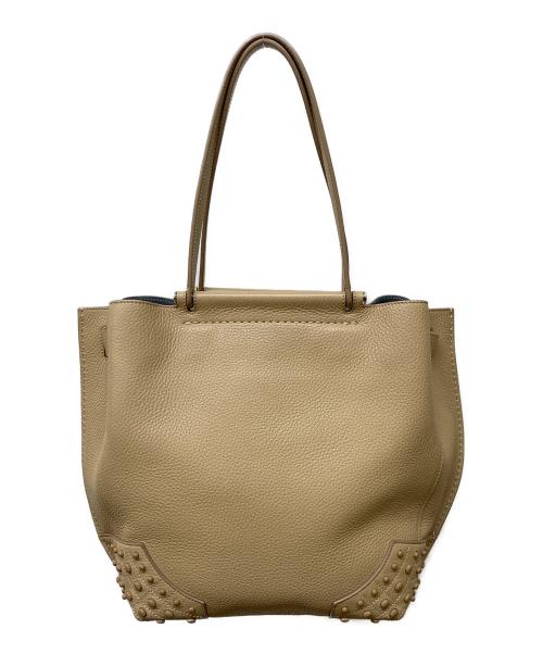 TOD'S（トッズ）TOD'S (トッズ) ウェーブレザートートバッグ ベージュの古着・服飾アイテム