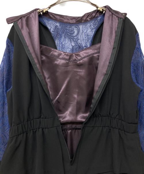 callarus（カラス）callarus (カラス) レース切替デザインワンピース ネイビー サイズ:Lの古着・服飾アイテム