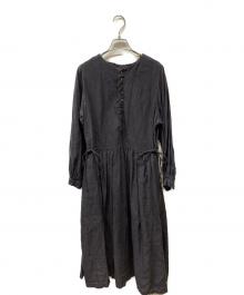 nest Robe（ネストローブ）の古着「リネンブロッキング2wayワンピース」｜チャコールグレー