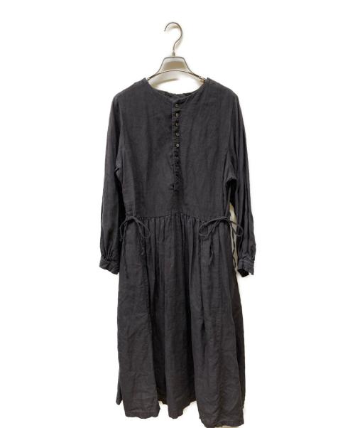 nest Robe（ネストローブ）nest Robe (ネストローブ) リネンブロッキング2wayワンピース チャコールグレー サイズ:SIZE FREEの古着・服飾アイテム