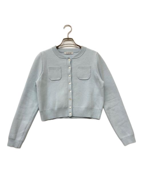 L'AUBE BLANC（ローブ ブラン）L'AUBE BLANC (ローブ ブラン) コンパクトクルーネックカーディガン スカイブルー サイズ:ＦＲＥＥの古着・服飾アイテム
