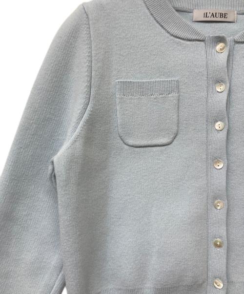 L'AUBE BLANC（ローブ ブラン）L'AUBE BLANC (ローブ ブラン) コンパクトクルーネックカーディガン スカイブルー サイズ:ＦＲＥＥの古着・服飾アイテム