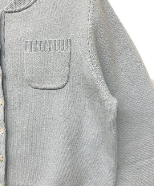 L'AUBE BLANC（ローブ ブラン）L'AUBE BLANC (ローブ ブラン) コンパクトクルーネックカーディガン スカイブルー サイズ:ＦＲＥＥの古着・服飾アイテム