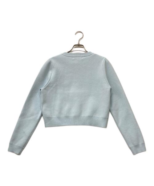 L'AUBE BLANC（ローブ ブラン）L'AUBE BLANC (ローブ ブラン) コンパクトクルーネックカーディガン スカイブルー サイズ:ＦＲＥＥの古着・服飾アイテム