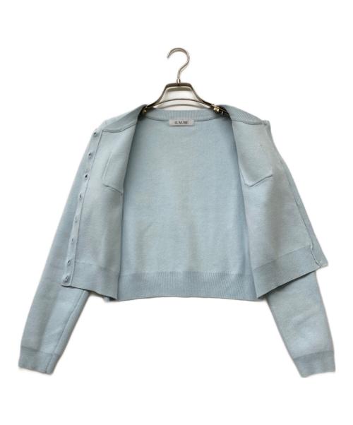 L'AUBE BLANC（ローブ ブラン）L'AUBE BLANC (ローブ ブラン) コンパクトクルーネックカーディガン スカイブルー サイズ:ＦＲＥＥの古着・服飾アイテム