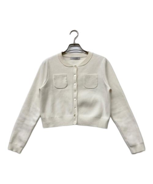L'AUBE BLANC（ローブ ブラン）L'AUBE BLANC (ローブ ブラン) コンパクトクルーネックカーディガン アイボリー サイズ:ＦＲＥＥの古着・服飾アイテム
